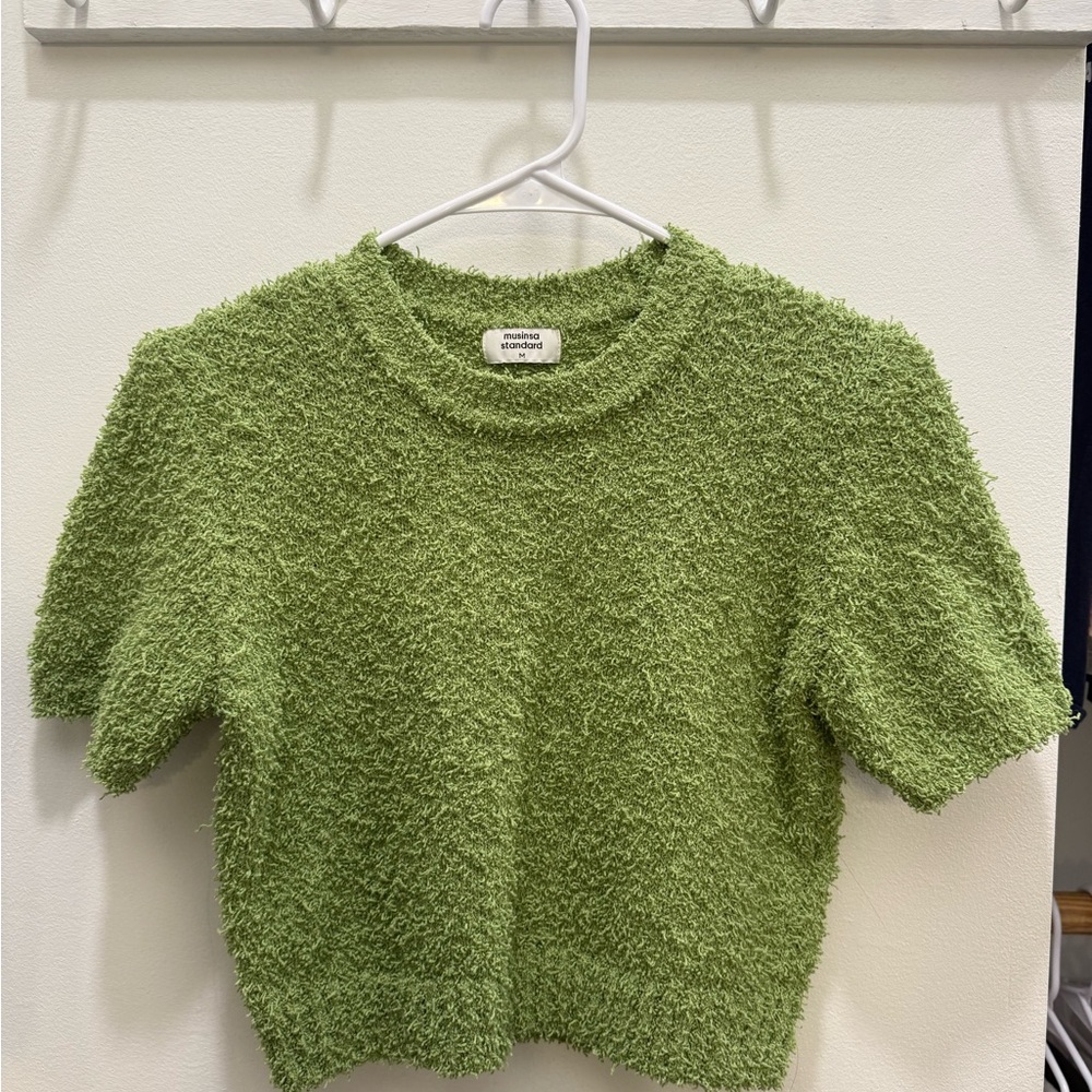 Green Boxy Crop Short Sleeve Tee